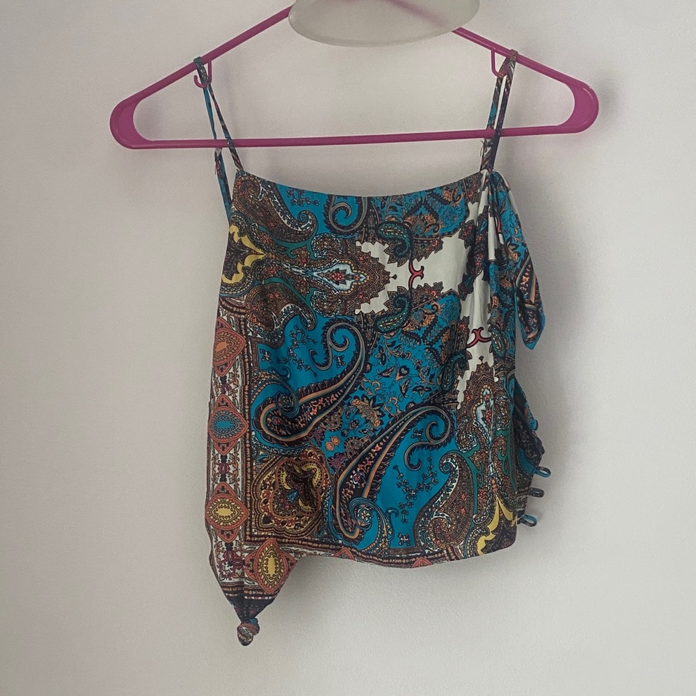 Free People Blue and Brown Paisley Camisole